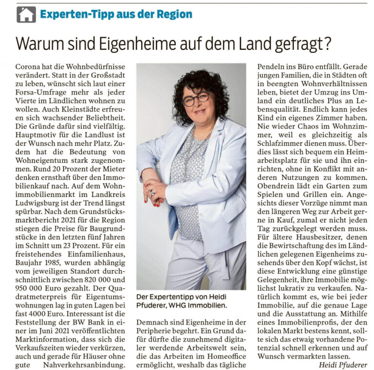 Warum sind Eigenheime auf dem Land gefragt?