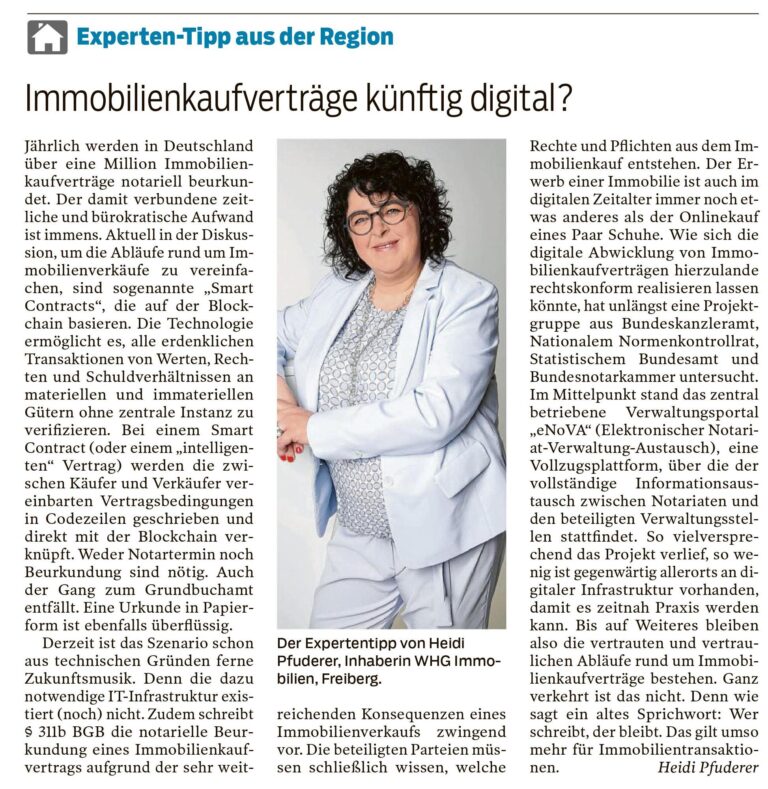 Immobilienkaufverträge künftig digital?