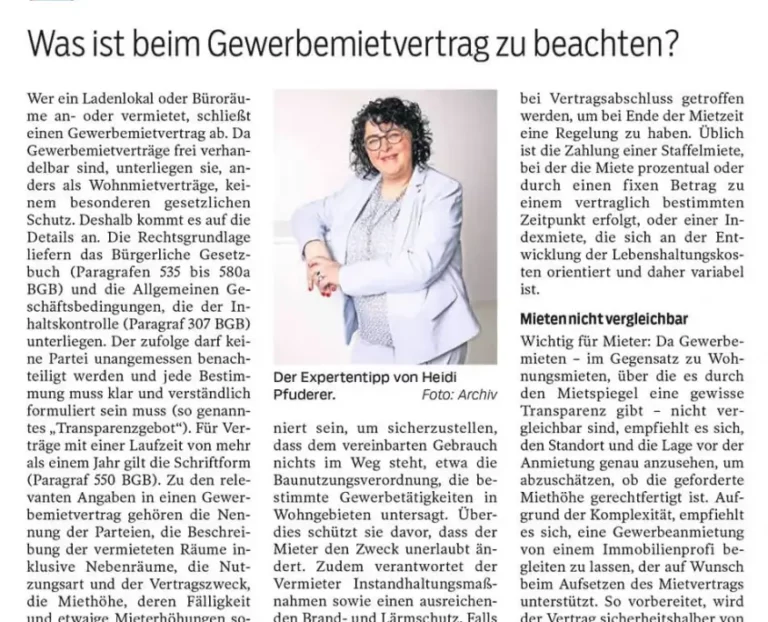 Was ist beim Gewerbemietvertrag zu beachten?